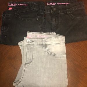 3 children’s place jeans 2 black one gray